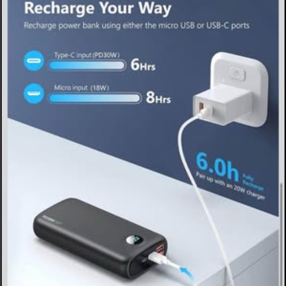 Power-Bank-Portable-Charger - 40000mAh Power Bank 30W Quick Charging - Picture 4 of 7